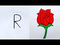 Rose flower drawing easy from R letter /Rose flower drawing/Rose drawing easy