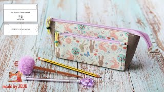 How to Make a Two-Zipper Pencil Case/Pouch | Free Sewing Pattern @madebyjojo