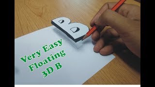 How To Draw 3D Floating Letter "B" - Trick Art on Line Paper Step by Step | 3D Drawing | DIY Drawing