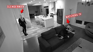 CAUGHT SLENDERMAN ON OUR SECURITY CAMERAS AT 3 AM!! *HE TELEPORTED TO US*