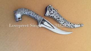 SARBLOH ENGRAVED KIRPAN WITH LION HEAD HILT