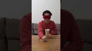 Drink tapioca milk tea out of a straw blindfolded?! www#Shorts#Tapioca#Blindfoldtapioca challenge🤦🤦🤪