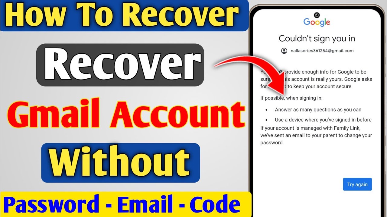 How To Recover Google Account Without Password & Email | Gmail Ka ...