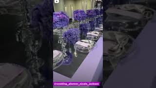 Beautiful wedding table settings purple￼