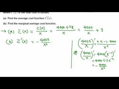 Marginal Average Cost function Marginal Average Cost function