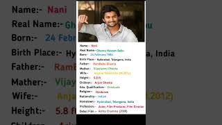 South Indian Actor Nani Biography #shortsvideo #nani