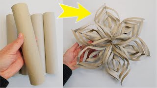 Giant Paper Snowflake DIY / Kitchen Towel Roll Recycled Craft / Fantastic Christmas Decor Tutorial