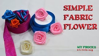 simple fabric flower with satin ribbon