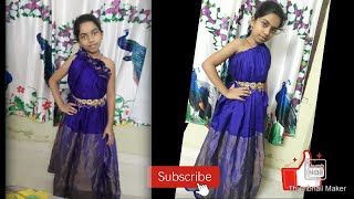 Turn your saree into longfrock in 5min without cutting /కటింగ్ లేకుండా సారీ తో డ్రెస్ 5ని ల్లో /diy