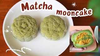 Bánh trung thu trà xanh nhân mochi trứng muối chà bông / Mooncake