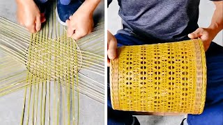 How to make a trash can from bamboo - #shorts