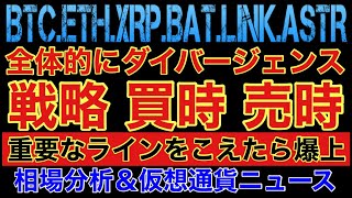 【相場分析】全体的にダイバージェンス‼️戦略 買時 売時解説‼️ビットコイン イーサリアム リップル バット リンク アスターBTC.ETH.XRP.BAT.LINK.ASTAR【CPI.FOMC】