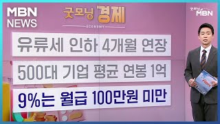 [굿모닝 경제] 유류세 인하 4개월 연장 / 500대 기업 평균 연봉 1억 / 9%는 월급 100만원 미만 [굿모닝 MBN]