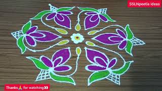 #7*4dots easy rangoli 🌺friday muggulu 🌺simple rangoli#rangrangoli #SSLNrangolidesigns