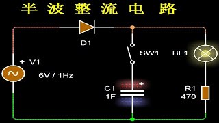 半波整流电路到底是如何实现的，通过软件模拟就很清楚是怎么回事