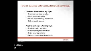 Introduction to Decision Making Part 1