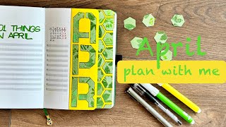 April 2024 Bullet Journal setup 💛 This month's theme is Tropical hexagons  💛