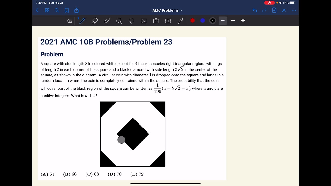 2021 AMC 10B #23 Full Solution - YouTube