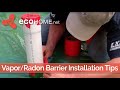 Slab floor vapour barrier and radon stack Slab floor vapour barrier and radon stack