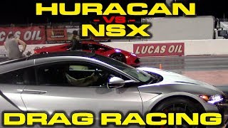 2019 Acura NSX vs Lamborghini Huracan LP610-4 1/4 Mile Drag Racing