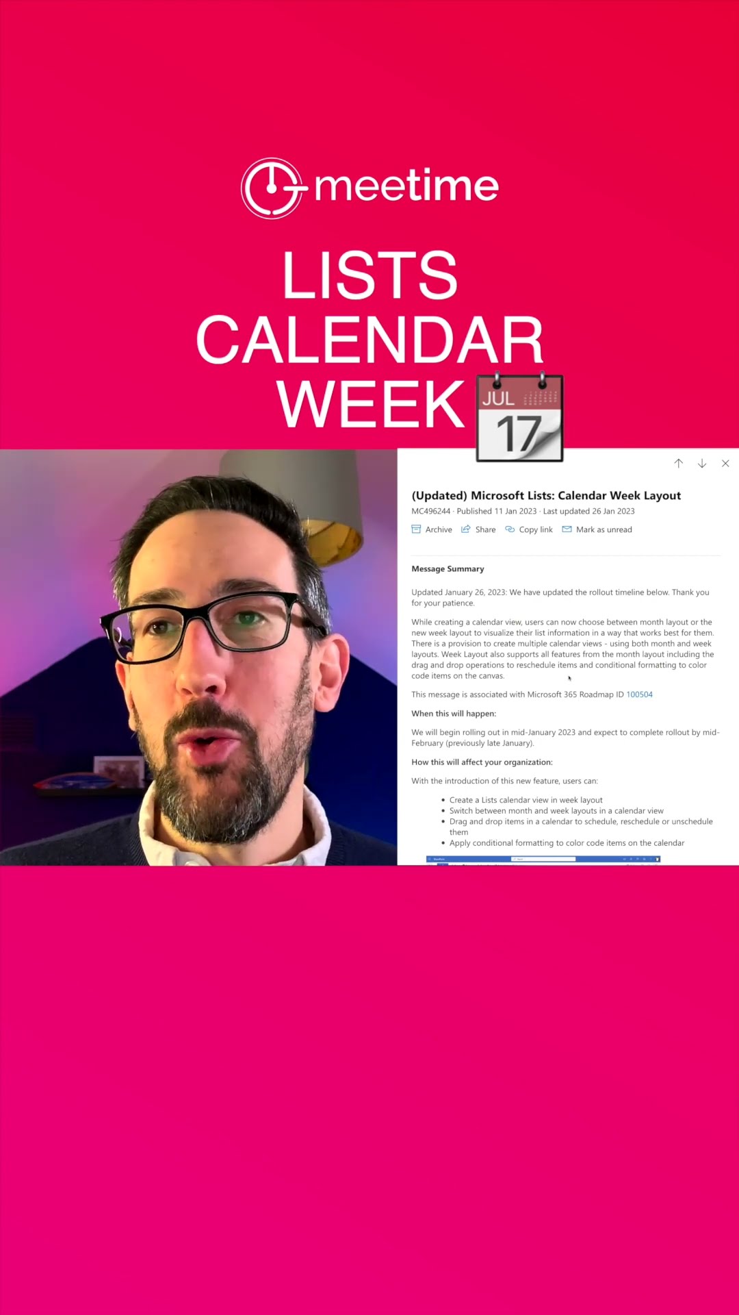 Microsoft Lists Calendar View - Week