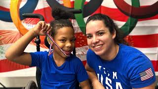 Weight lifting Gold Medalist Meredith Alwine visits the kids