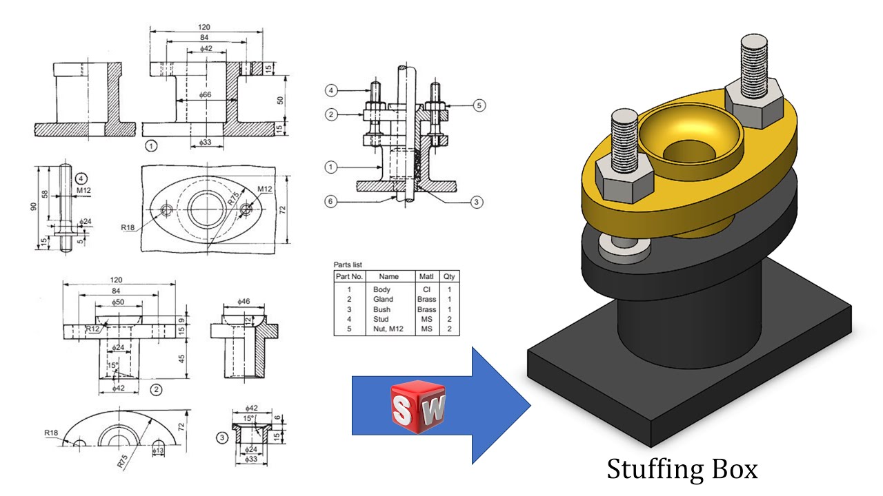 Stuffing Box Parts And Assembly Using SOLIDWORKS | SOLIDWORKS Tutorials ...