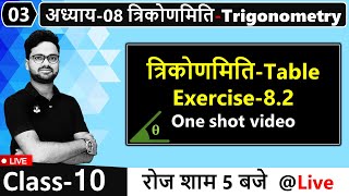 Chapter-8 त्रिकोणमिति परिचय Exercise-8.2 || Trigonometric table || Class 10 Maths by Shivam Sir