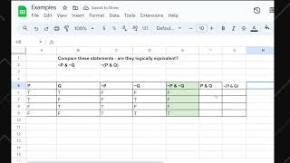 Truth Table Practice: Compare ~P & ~Q and ~P & Q