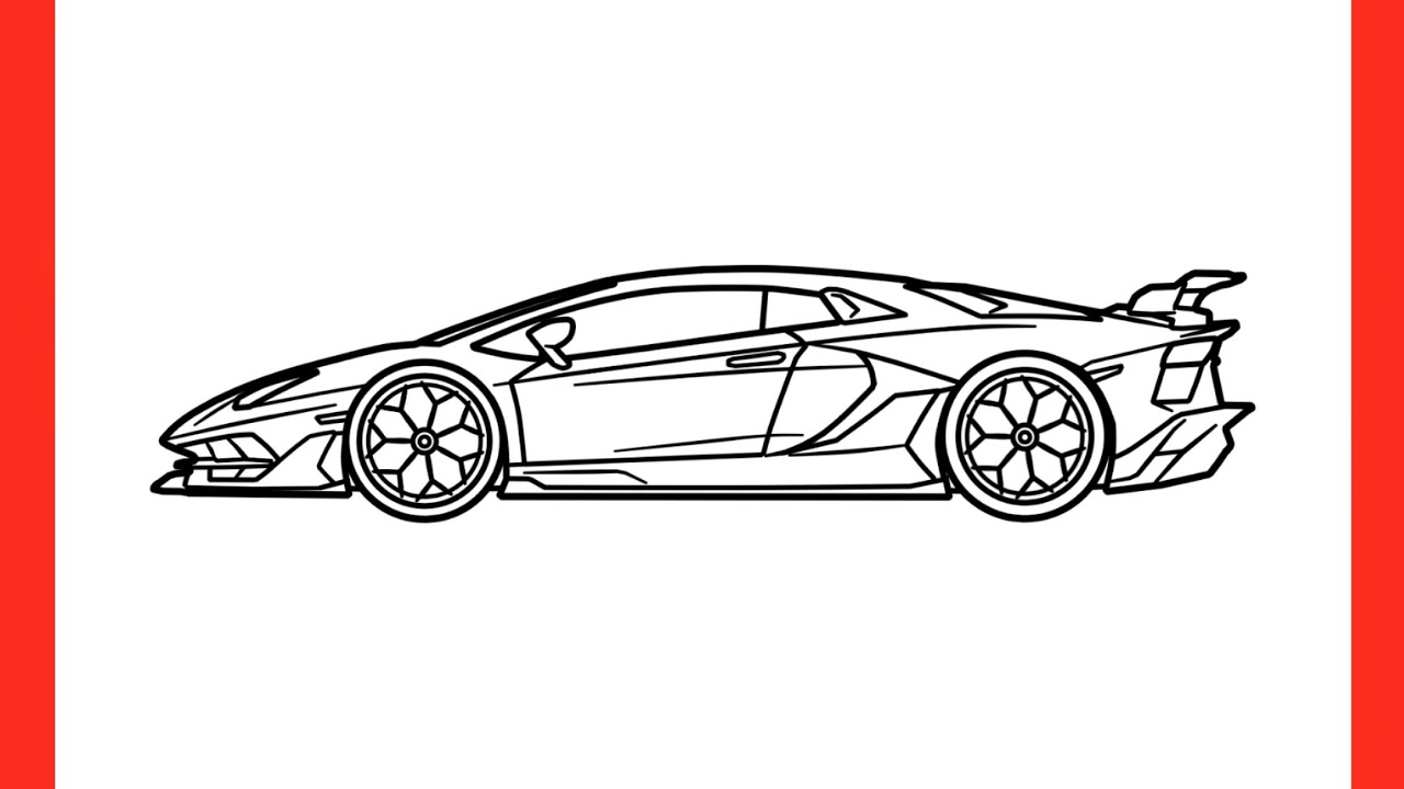 How To Draw A LAMBORGHINI AVENTADOR SVJ 2021 Step By Step / Drawing ...