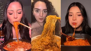 TikTok ASMR mukbang compilation! SAMYANG BULDAK RAMEN NOODLES