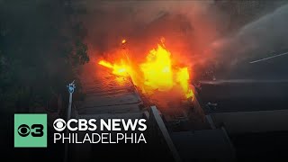 Large fire in Philadelphia's Kensington neighborhood burns for hours