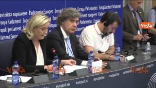 STRASBURGO CONFERENZA STAMPA SALVINI LE PEN SU IMMIGRAZIONE IMMAGINI 10-06-15