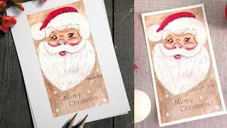 SIMPLE Santa Claus Painting - Acrylic Painting Demonstration - Christmas - Satisfying -  Greetings