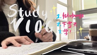 校园vlog(o^^o)下雪啦/做咖啡吧/图书馆学习日记