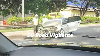 31aug2024 aye accident btw heavy vehicle \u0026 vw golf  resulted in closure of 3 lanes