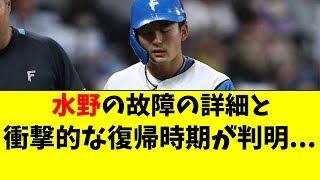 【日ハム】離脱した水野の故障の詳細と衝撃の復帰時期が判明