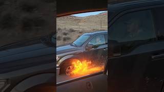 Man driving F-150 on its rim with sparks flying out in Reno Nevada