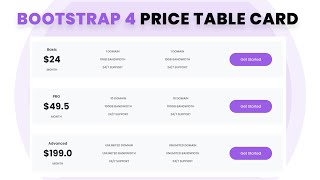 Bootstrap 4 Pricing Table Card Design | Responsive Bootstrap 4 Pricing Card Table | HTML5 | CSS3