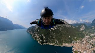 Beautiful Lake Garda Italy Wingsuit BASE Jump | Immersive 360 VR