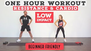 1 HOUR TOTAL body resistance and cardio workout/Low Impact//standing & no equipment options