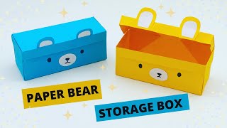 DIY MINI PAPER STORAGE BOX / Paper Crafts For School / Paper Craft / Easy Origami Bear Box DIY