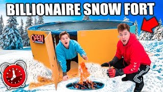 Worlds Biggest BILLIONAIRE Snow FORT! 24 Hour Challenge
