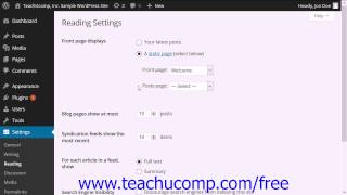 WordPress 4.0 Training Tutorial Reading Settings