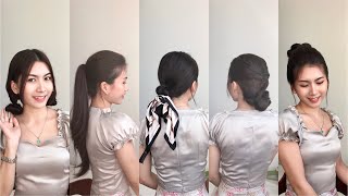 Hairstyles for cute dress and myanmar dress