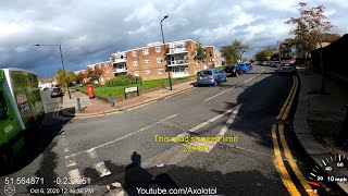 Suicidal move crossing in front of a speeding ASDA van in 20mph then car pulling out without looking