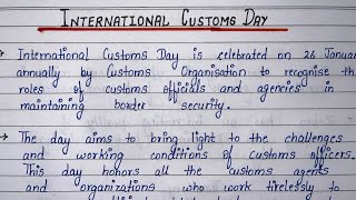 International Customs Day | Speech on International Customs Day | Essay on International Customs day