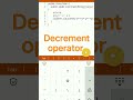 Code for decrement operator in java. #decrementoperator