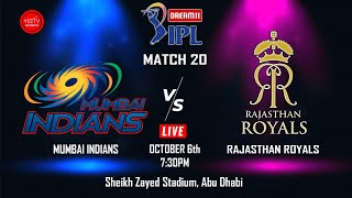CRICKET LIVE | IPL 2020 - MI VS RR | 20TH IPL MATCH | @ ABUDHABI | YES TV SPORTS LIVE