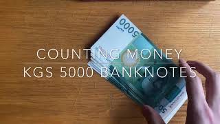 ASMR - Counting money: stack of crisp KGS 5000 banknotes